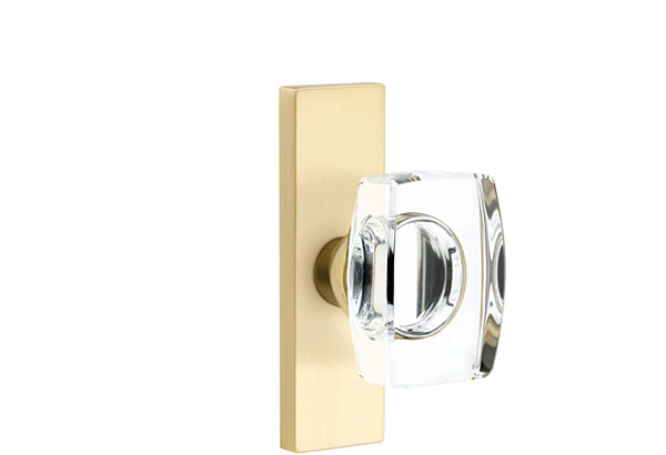 Stretto Windsor Glass Knob in Satin Brass