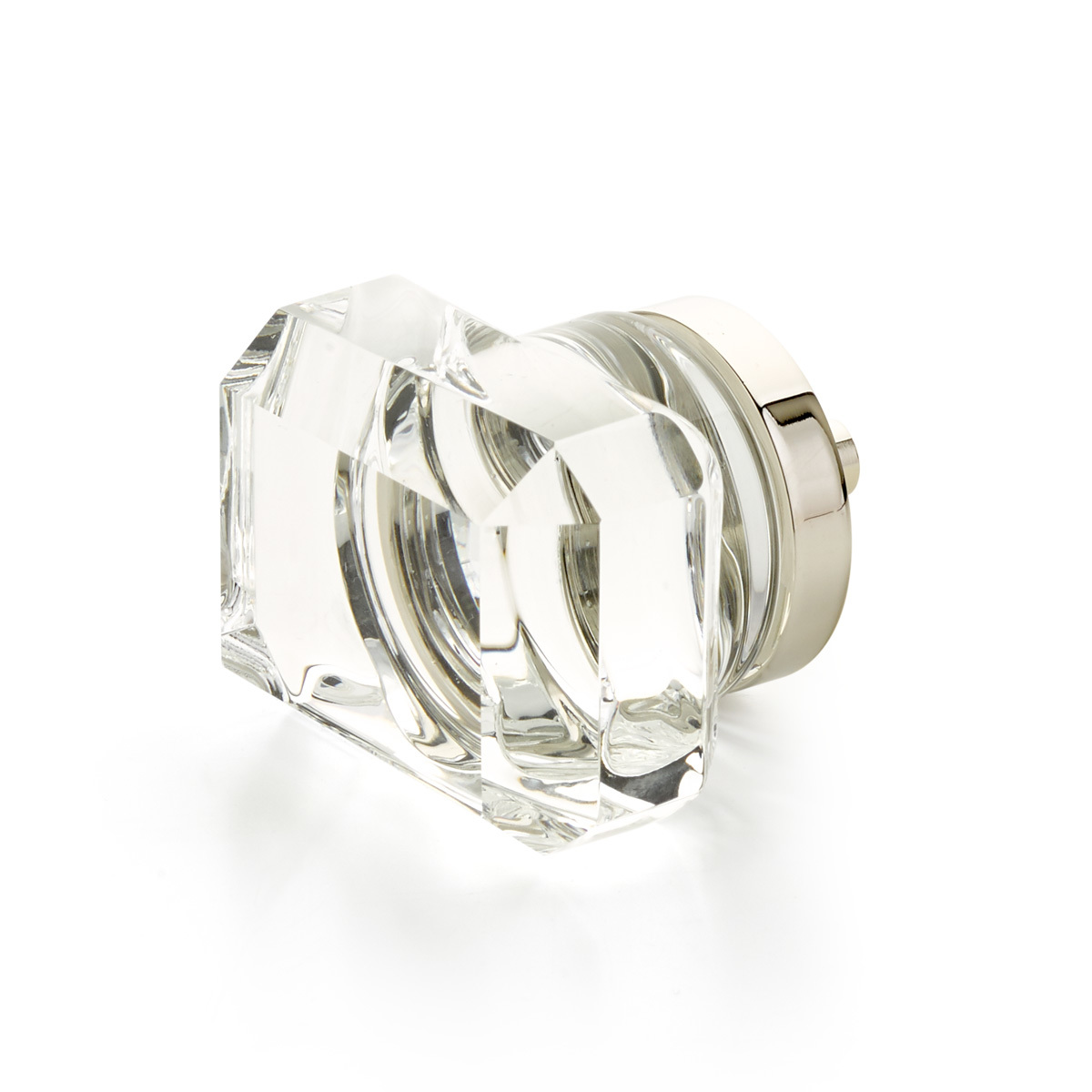 City Lights Rectangular Glass Knob in Polished Nickel