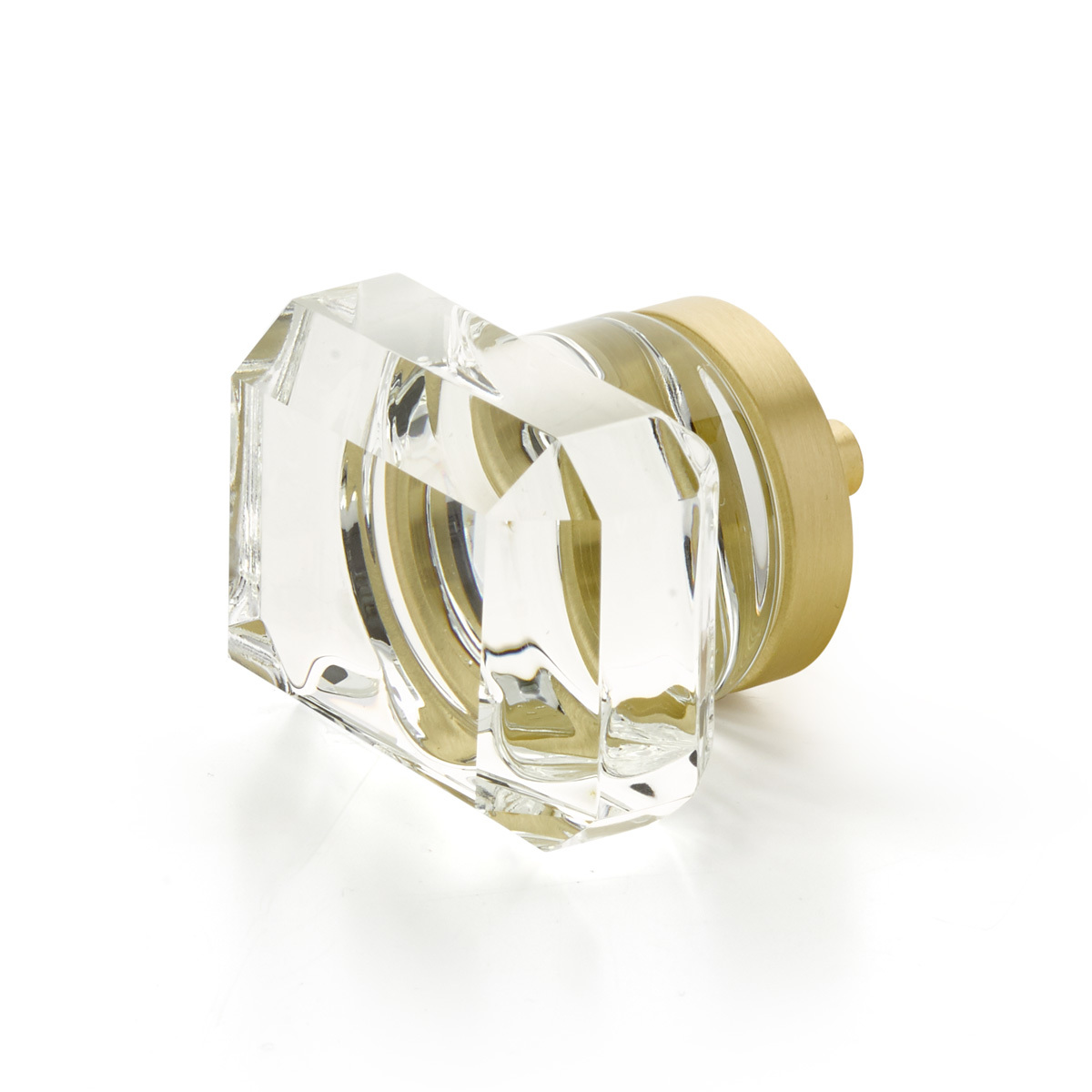 City Lights Rectangular Glass Knob in Satin Brass