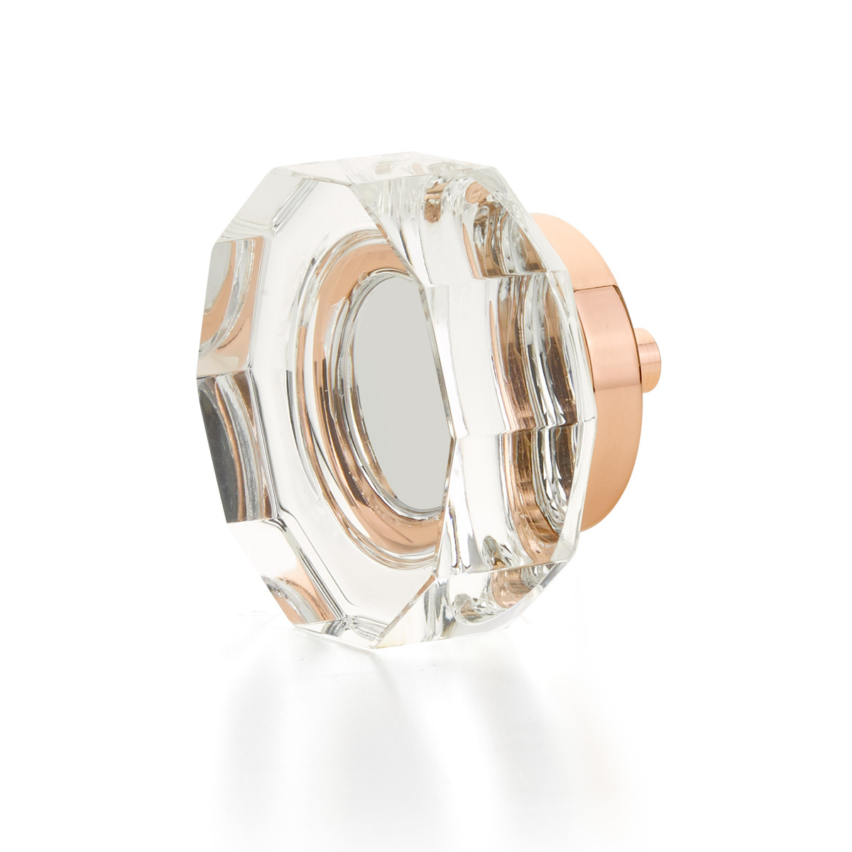 City Lights Large Round Multi-Sided Glass Knob in Polished Rose Gold