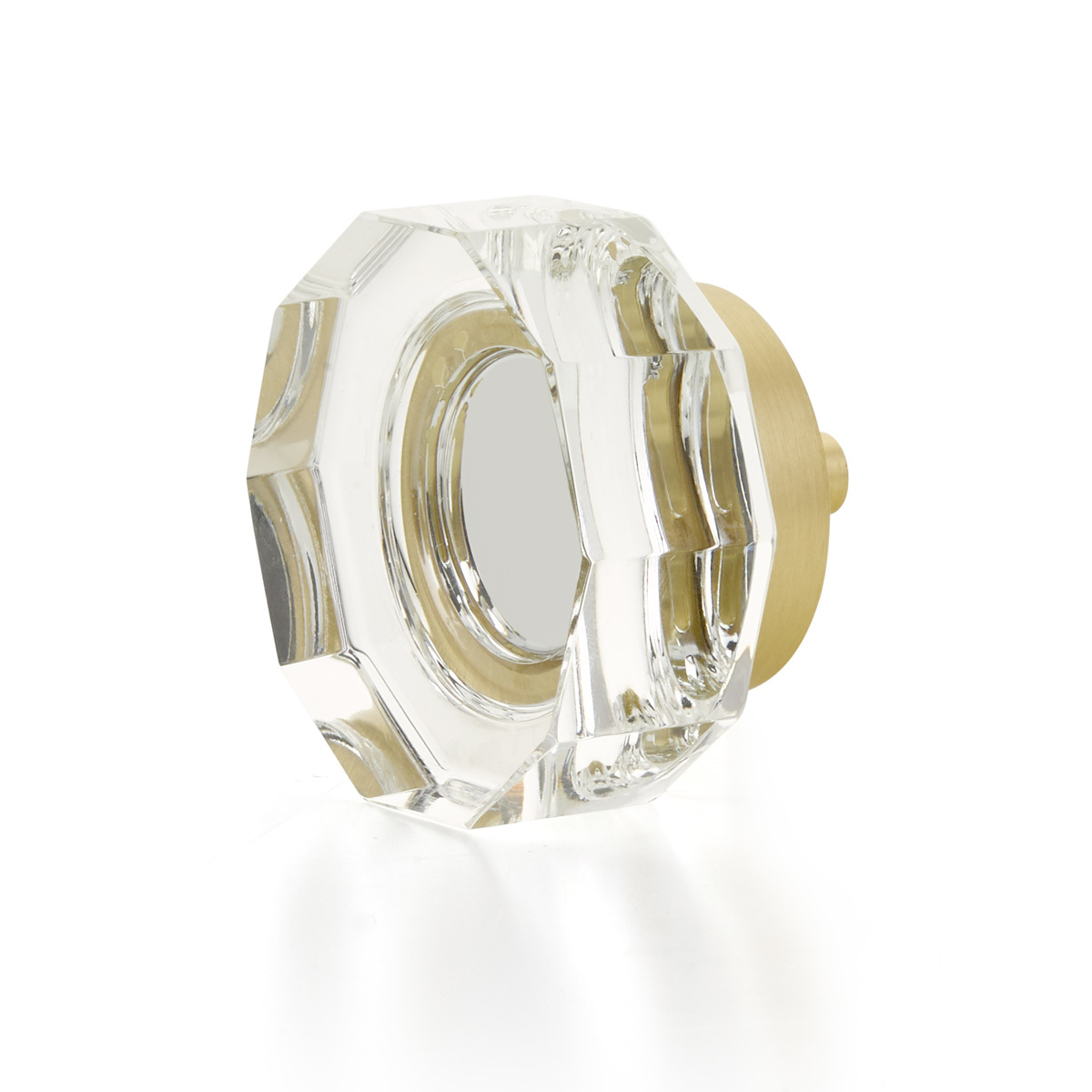City Lights Large Round Multi-Sided Glass Knob in Satin Brass