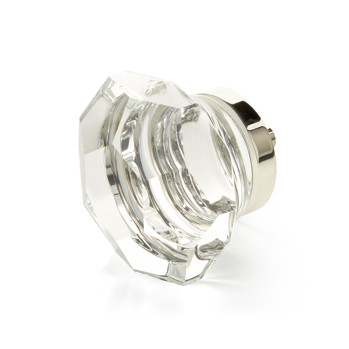 City Lights Dome Faceted Glass Knob in Polished Nickel