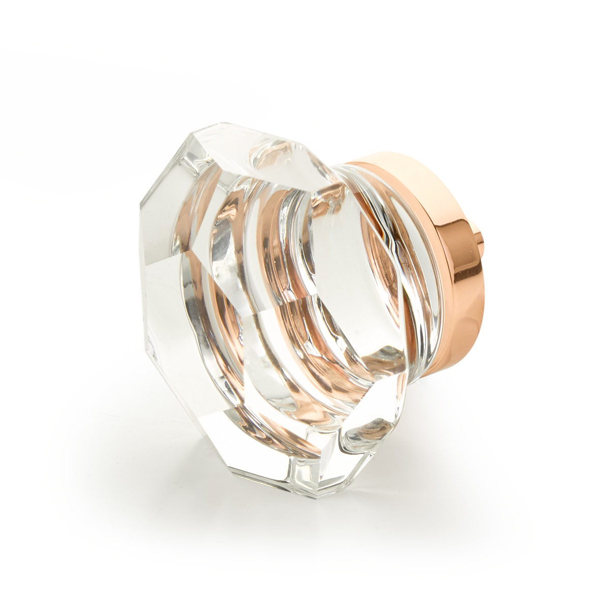 City Lights Dome Faceted Glass Knob in Polished Rose Gold
