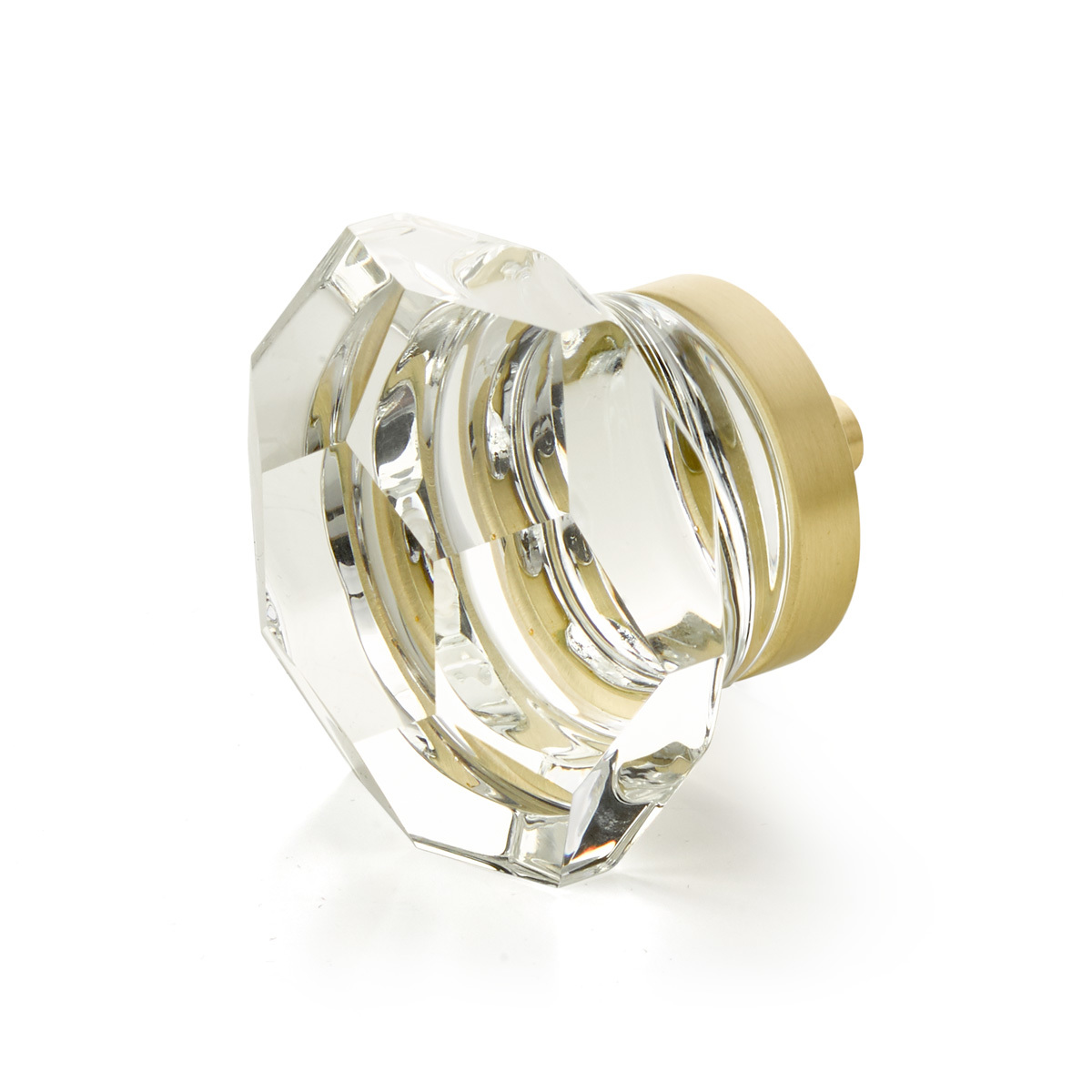 City Lights Dome Faceted Glass Knob in Satin Brass