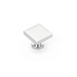 Heathrow Square Knob in Polished Chrome