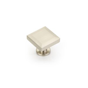 Heathrow Square Knob in Brushed Nickel