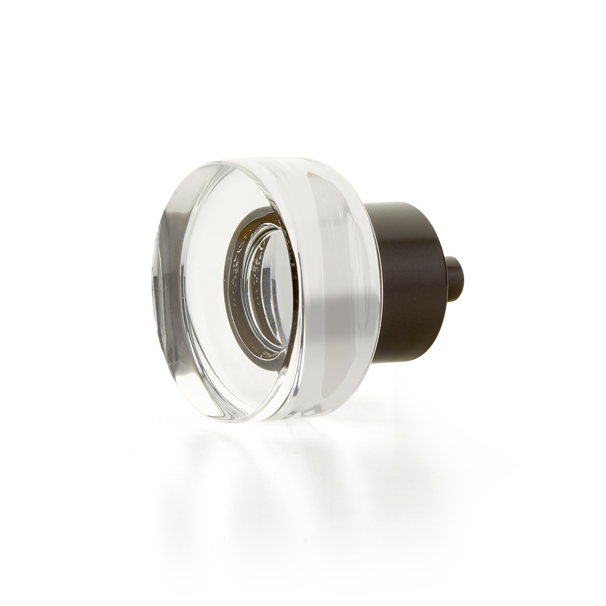 City Lights Round Disc Glass Knob in Oil Rubbed Bronze