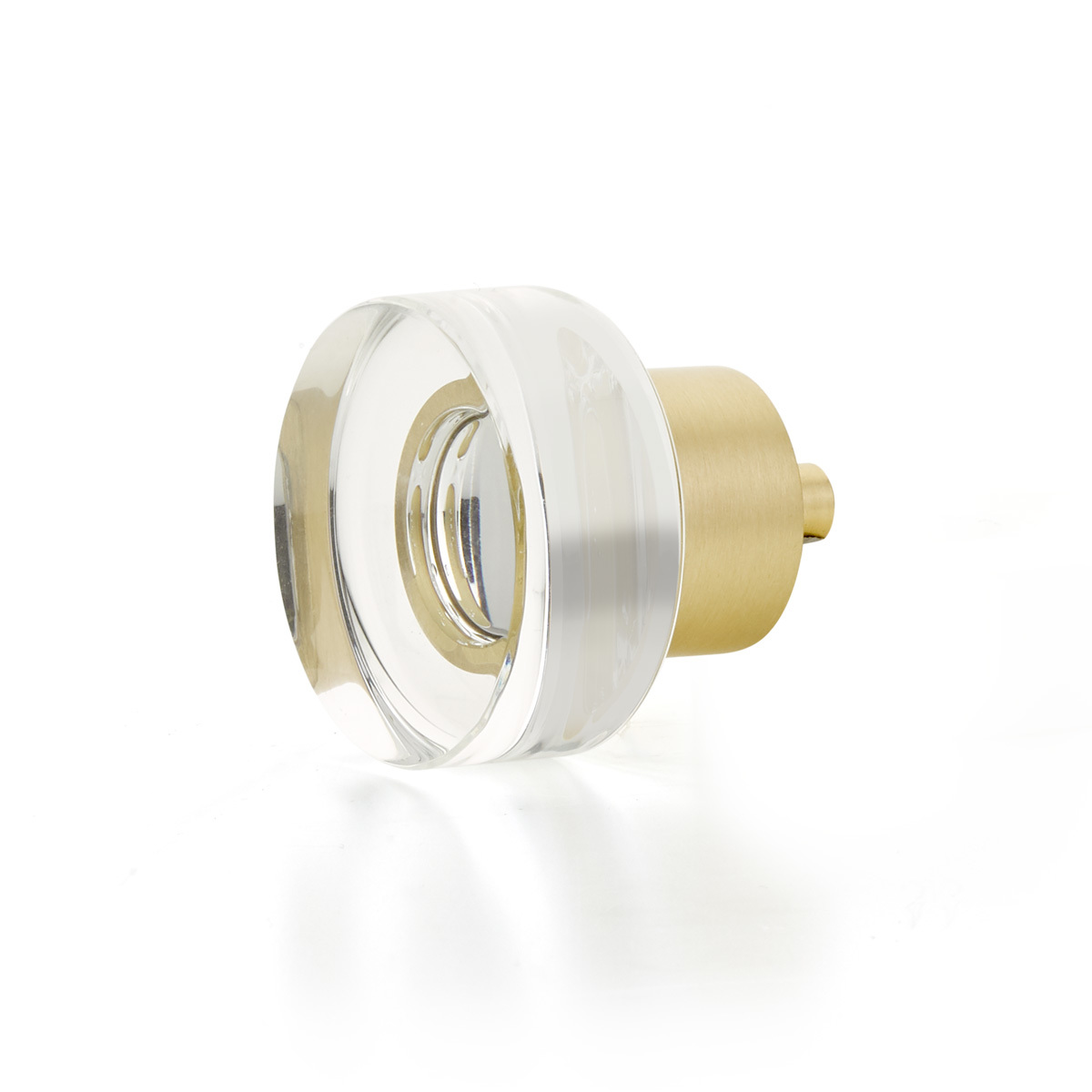City Lights Round Disc Glass Knob in Satin Brass