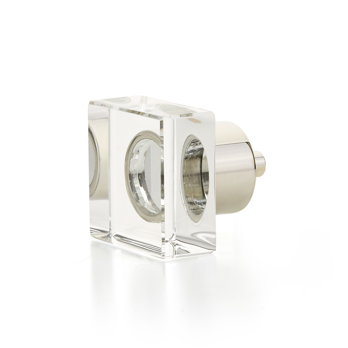 City Lights Square Glass Knob in Polished Nickel