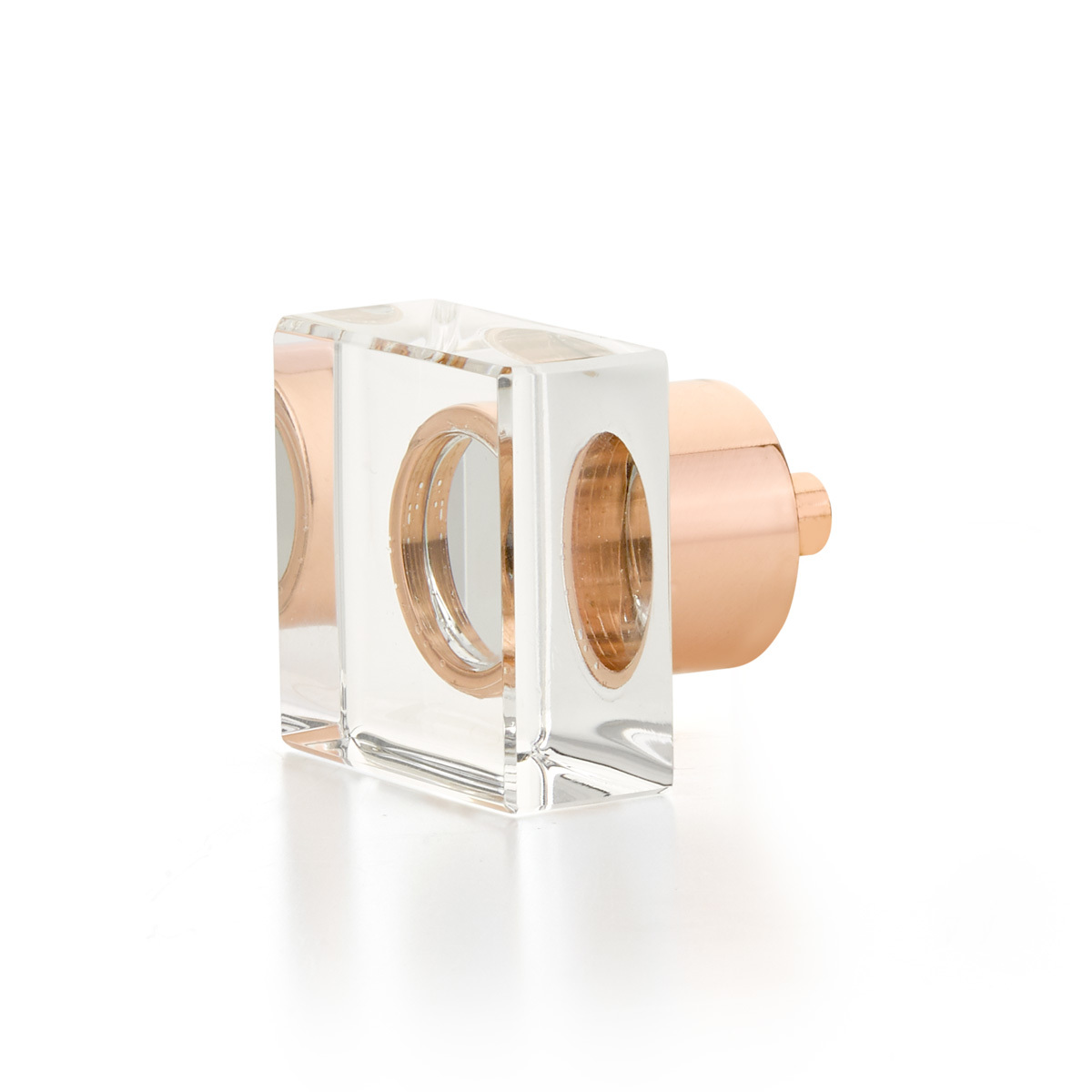 City Lights Square Glass Knob in Polished Rose Gold
