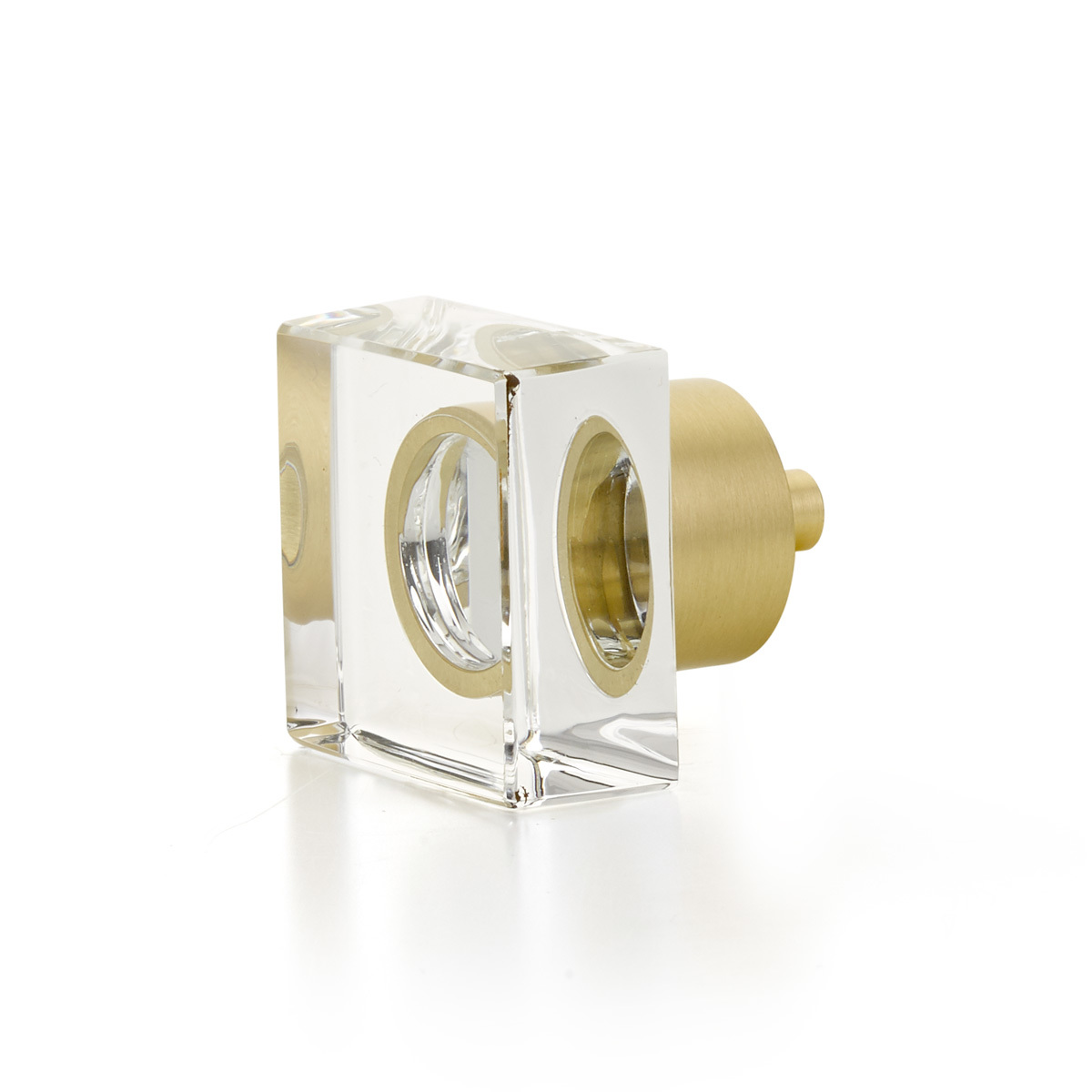 City Lights Square Glass Knob in Satin Brass