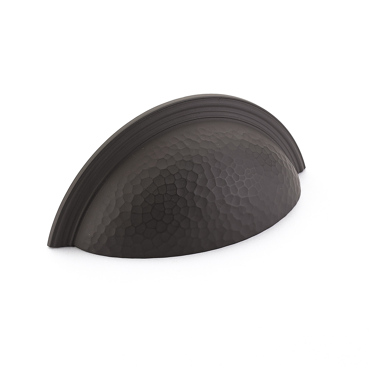 Atherton Cup Pull, Hammered, Plain Edges in Oil Rubbed Bronze