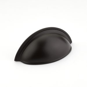 Atherton Cup Pull, Plain Surface, Knurled Edges in Oil Rubbed Bronze