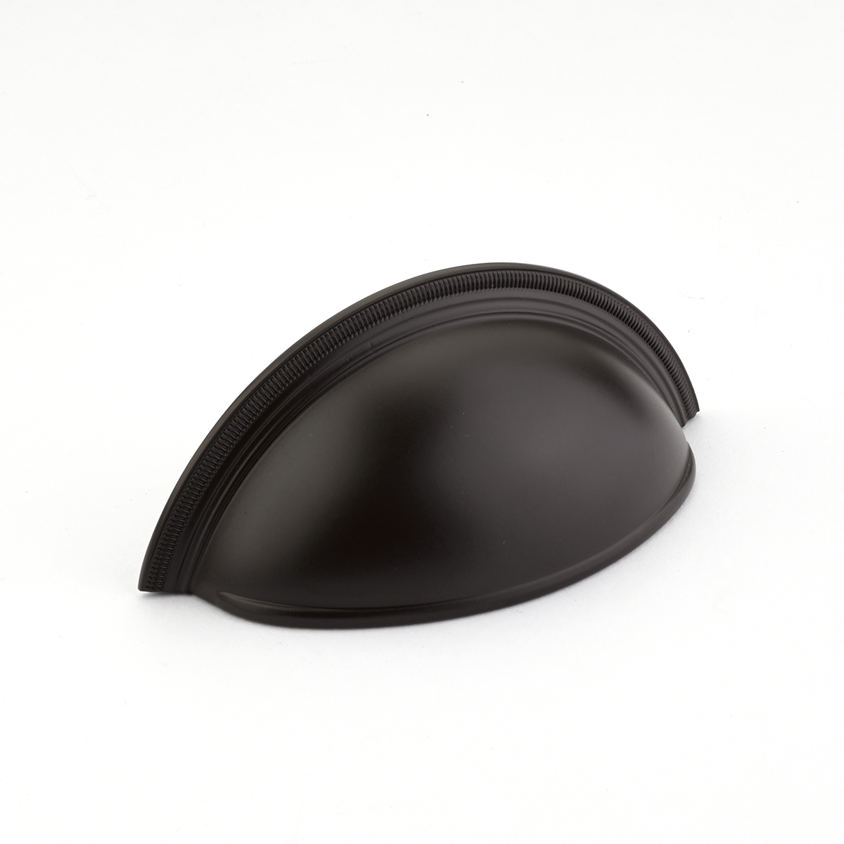 Atherton Cup Pull, Plain Surface, Knurled Edges in Oil Rubbed Bronze