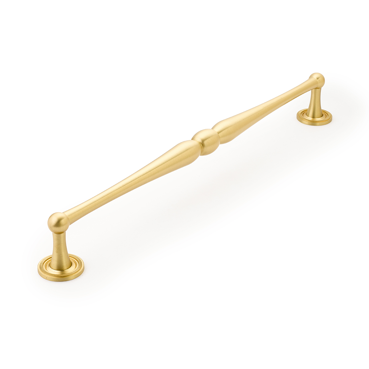 Atherton Appliance Pull with Knurled Footplate in Satin Brass