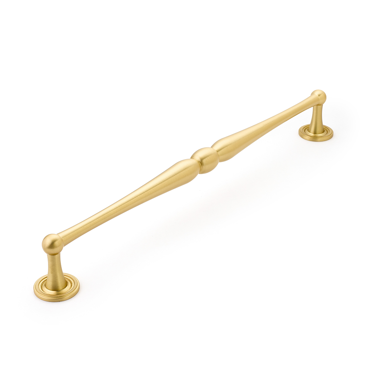 Atherton Appliance Pull with Plain Footplate in Satin Brass