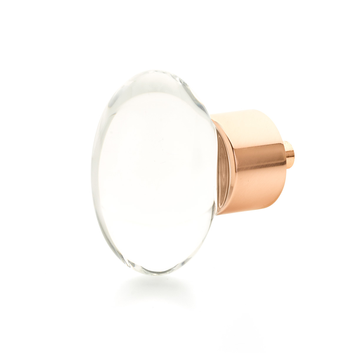City Lights Oval Glass Knob in Polished Rose Gold