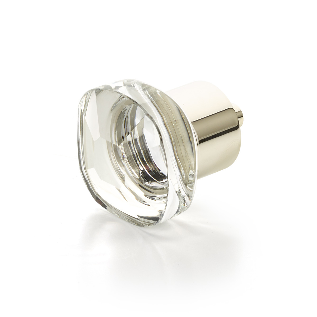 City Lights Soft Square Glass Knob in Polished Nickel