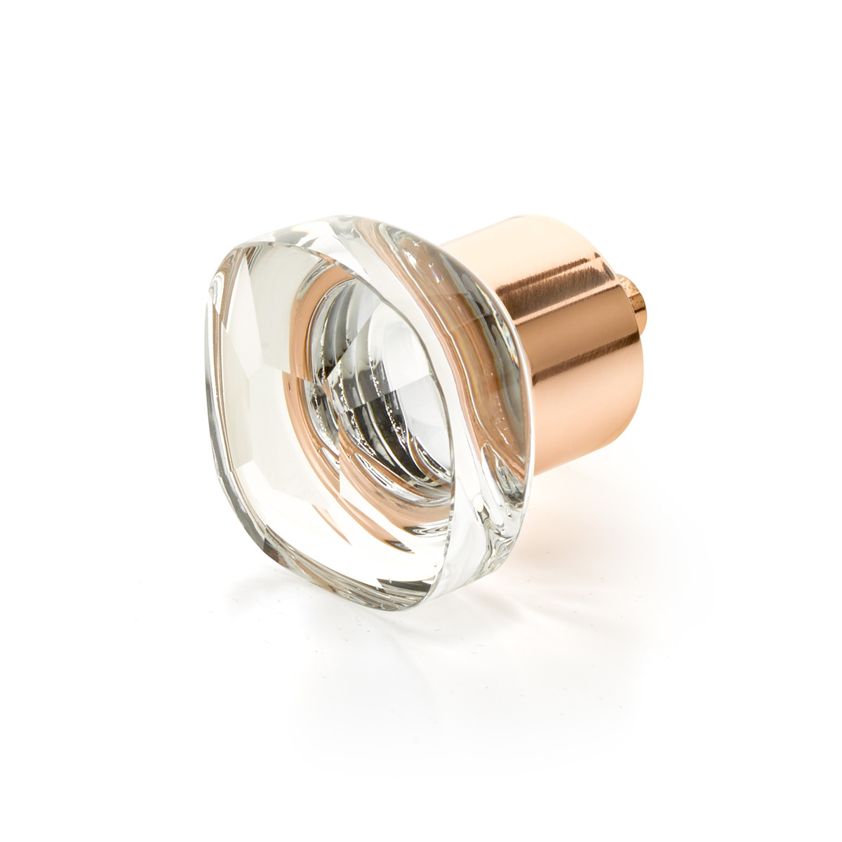 City Lights Soft Square Glass Knob in Polished Rose Gold
