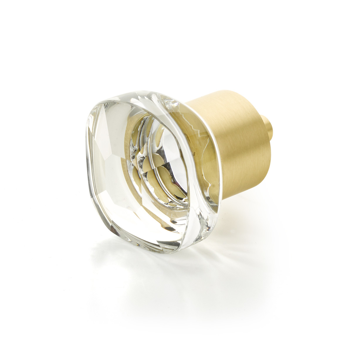 City Lights Soft Square Glass Knob in Satin Brass
