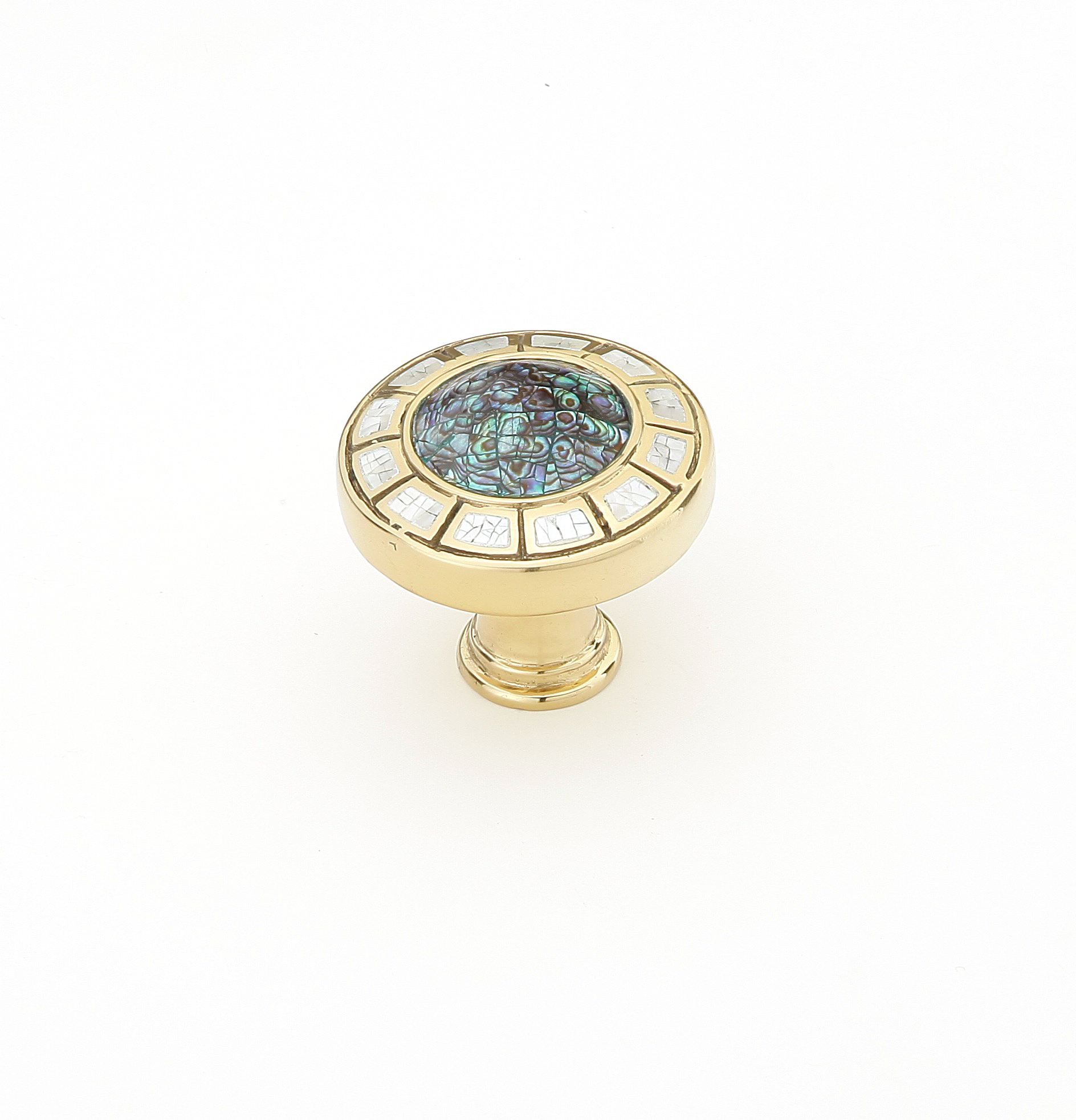 Fair Isle Banded Round Knob in Polished Brass