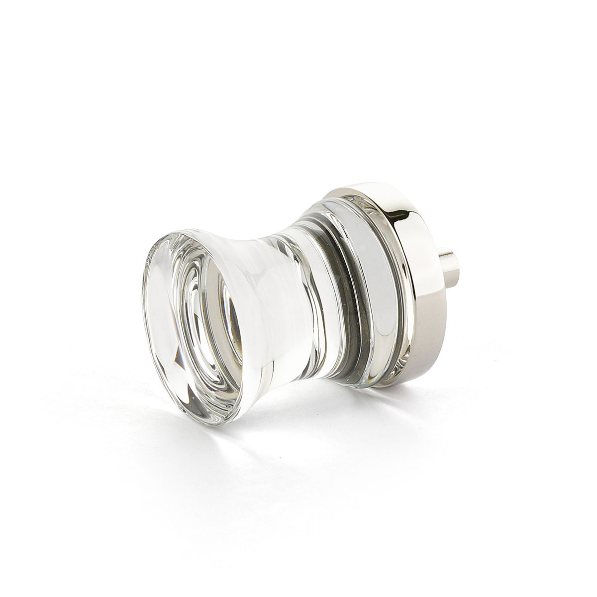 City Lights Concave Glass Knob in Polished Nickel