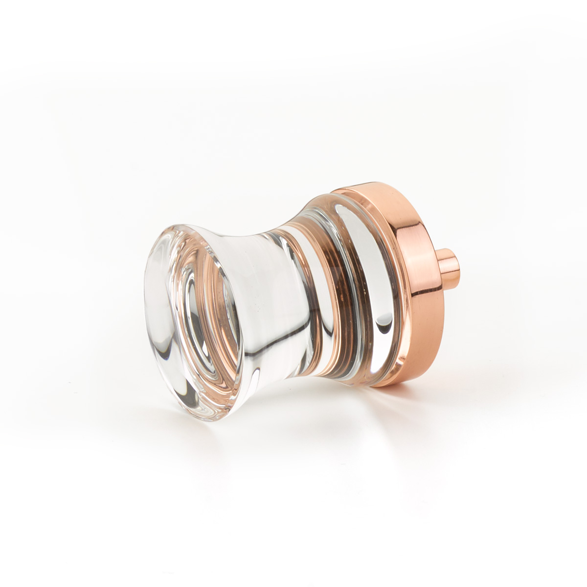 City Lights Concave Glass Knob in Polished Rose Gold