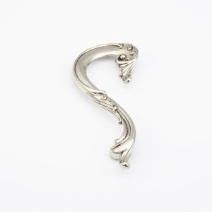 French Court Large Curved Pull in Polished White Brass