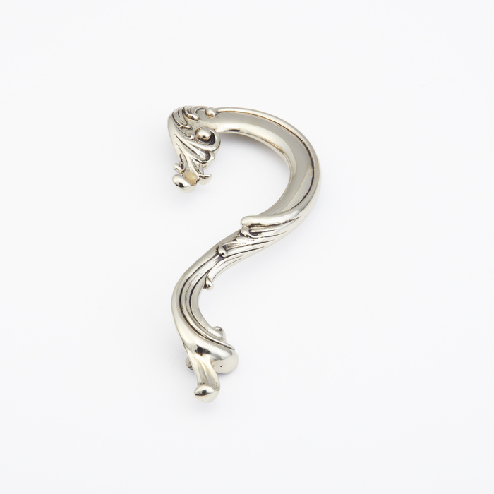 French Court Large Curved Pull in Polished White Brass