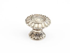 French Court Knob 1-1/2" in Polished White Brass
