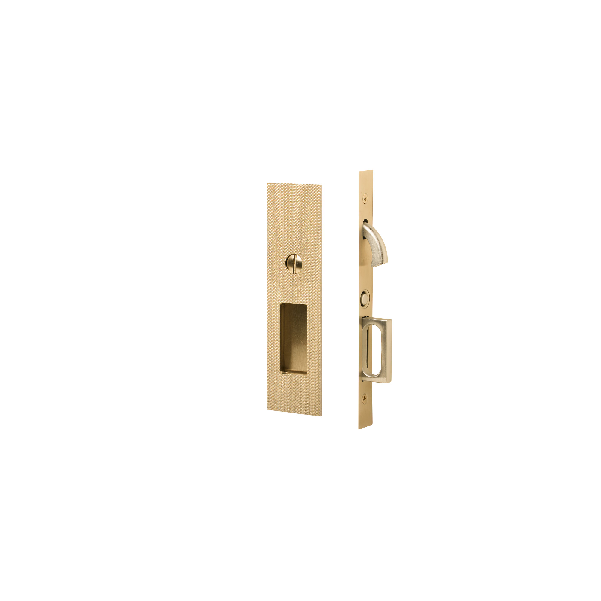 Knurled Narrow Modern Rectangular Mortise - Keyed