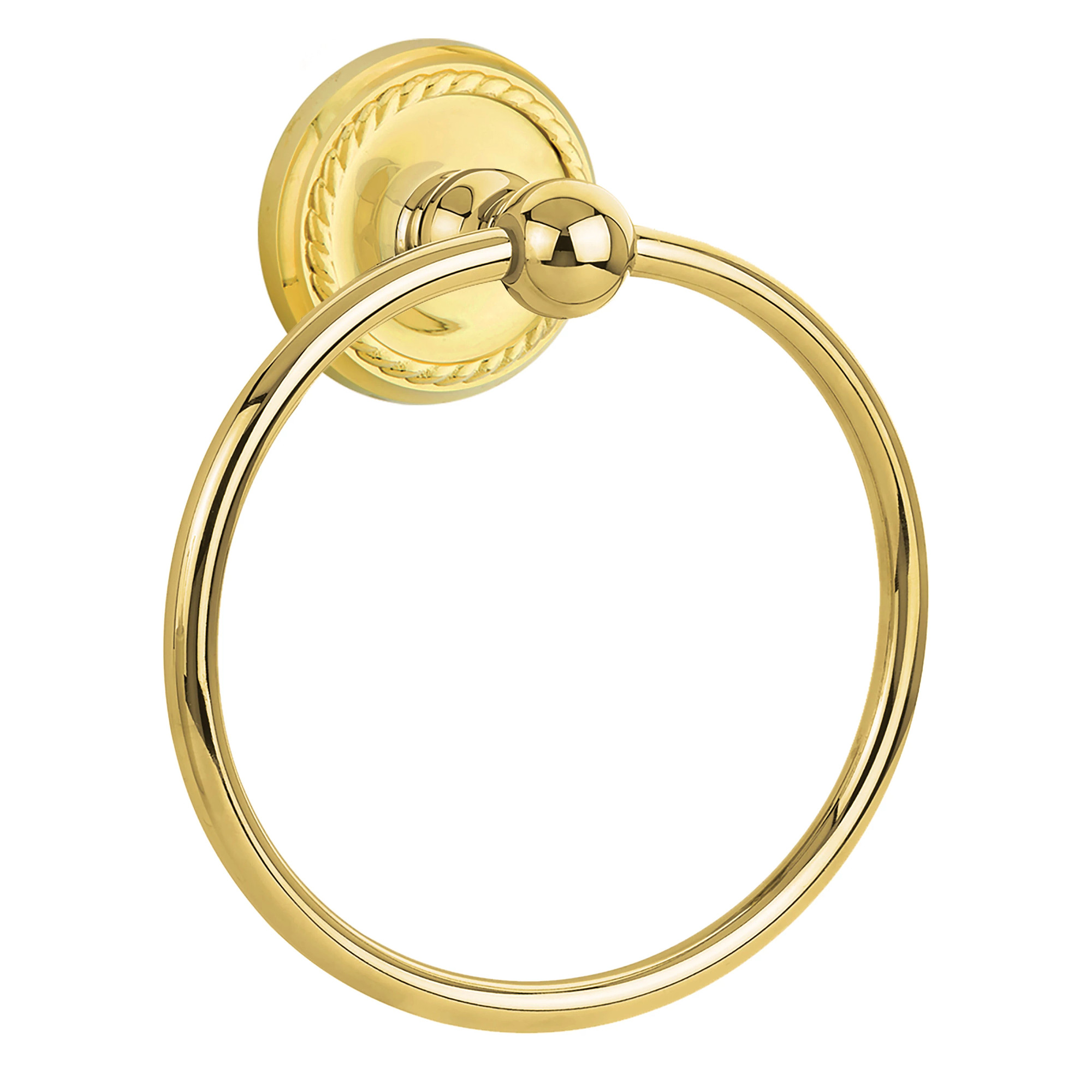 Bath Hardware Traditional Brass Towel Ring, Disk Rosette
