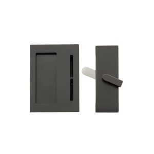 Modern Rectangular Privacy Lock and Flush Pull - Modern Rectangular Barn Door Privacy Lock and Flush Pull with Integrated Strike